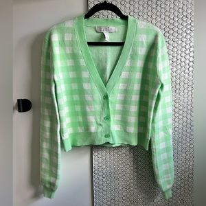 Green gingham cardi. Super cute for spring! Never worn.